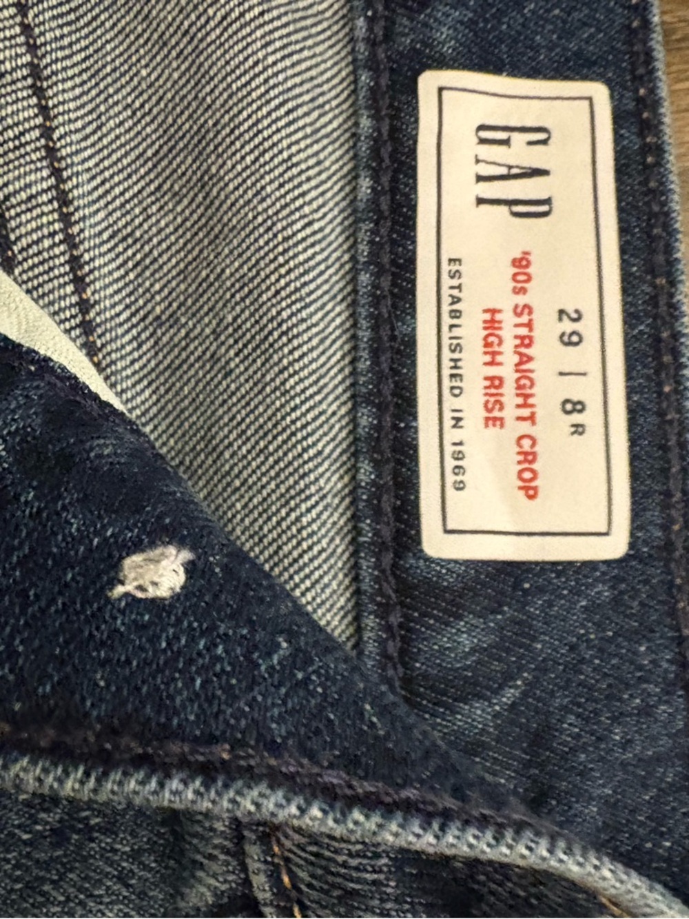 GAP 90s Straight Crop High Rise Jeans - Dark Blue Denim